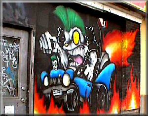 hot-dog harley wall graffiti - Historic Cobalt Hotel, Downtown East Side, Vancouver, Canada