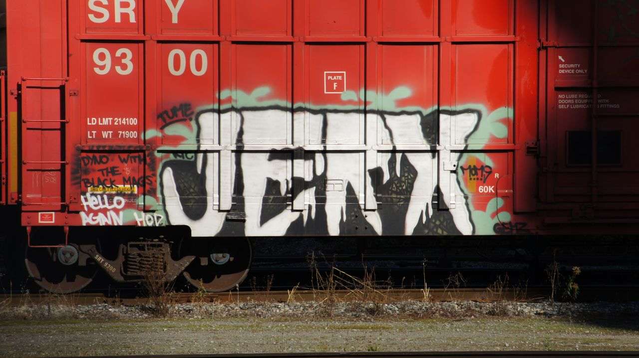 JERX tagger graffiti - trains, vancouver, canads